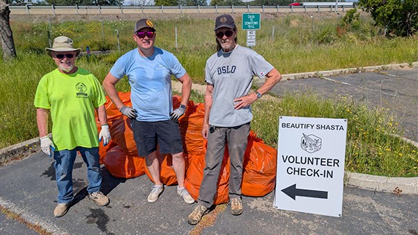 a group of Beautify Shasta gathered more than 300 pounds of trash and debris along trails in Redding
