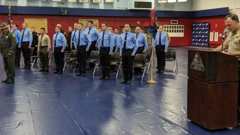 The cadets of College of the Siskiyous' first intensive police academy at Thursday's graduation.
