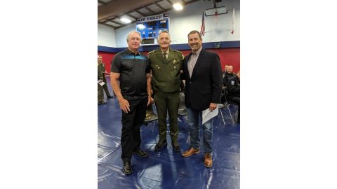 Former Siskiyou County Sheriff Rick Riggins (left) and current Siskiyou County Jon Lopey (center) worked for years to launch the academy.